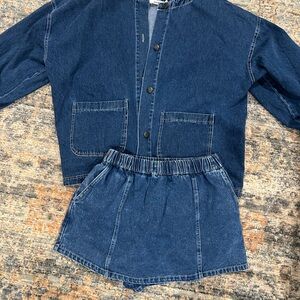 Denim Button-Up Top and Skirt Set